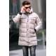 Stone Gray Hoodie Puffer Jacket 5742 - Taş rengi