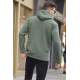 Khaki Green Basic Hoodie Sweatshirt 6005 - Haki yeşili