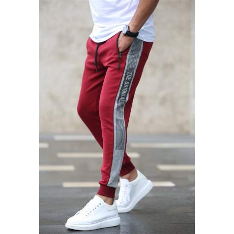 Madmext Red ''The Original'' Striped Sweatpants 4218 - Bordo