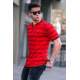 Men Striped Red Polo T-Shirt 5874 - Kırmızı