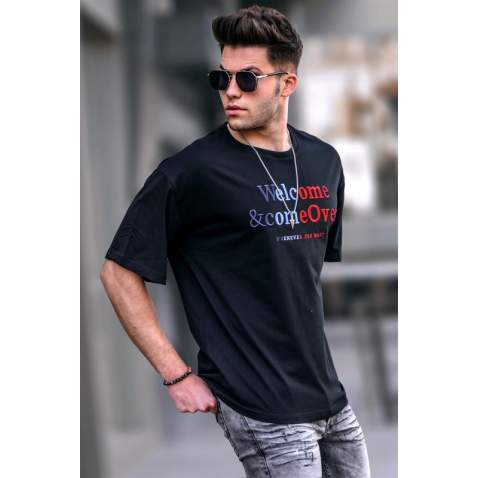 Madmext Black Printed T-shirt for Men 4960 - Siyah