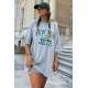 Women Printed Gray Oversize T-Shirt MG1510 - Gri