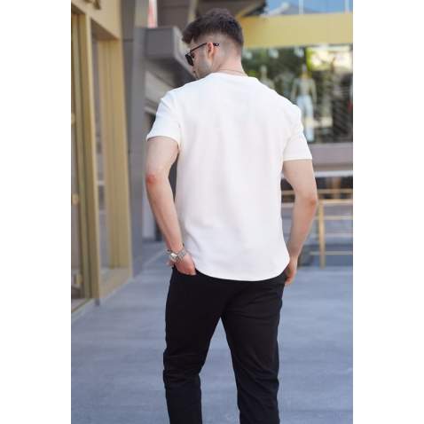 Men Ecru Basic T-Shirt 5883 - Ekru