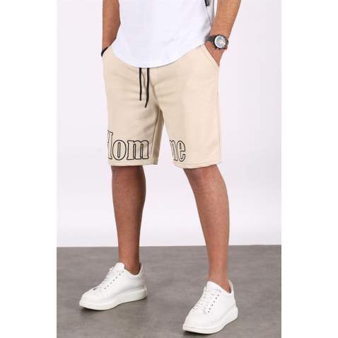 Madmext Men Printed Beige Capri Shorts 5439 - Bej