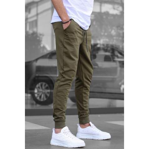 Madmext Men Elastic Bottom Khaki Sweatpants 4821 - Haki