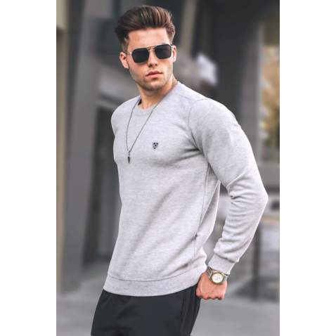 Marl Gray Regular Fit Basic Sweatshirt 5799 - Grimelanj