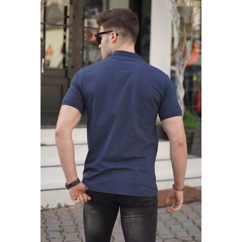 Madmext Men Knitwear Navy Blue Polo T-shirt 5212 - Lacivert