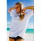 Women Printed Oversize White T-Shirt - Beyaz