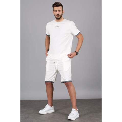 Madmext Men Oversize White Shorts Set 5373 - Beyaz