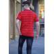 Men Striped Red Polo T-Shirt 5874 - Kırmızı