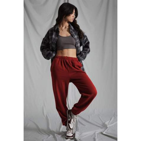 Women Maroon Oversize Sweatpants MG1235 - Bordo