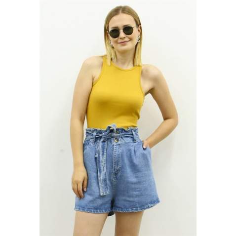 Mad Girls Mustard Crop Top MG361 - Hardal