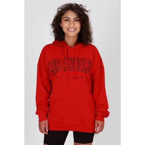 Mad Girls Red Printed Sweatshirt MG810 - Kırmızı