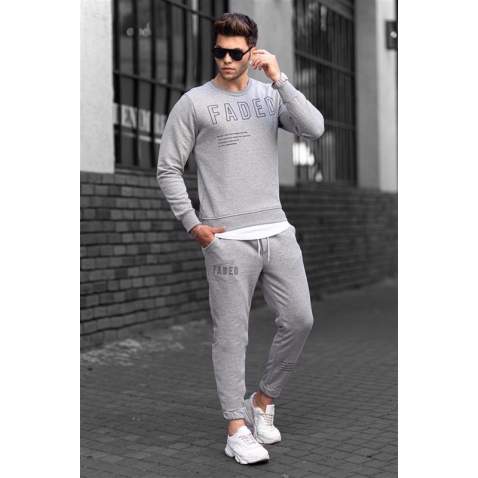 Madmext Grey Printed Tracksuit 4679 - Gri