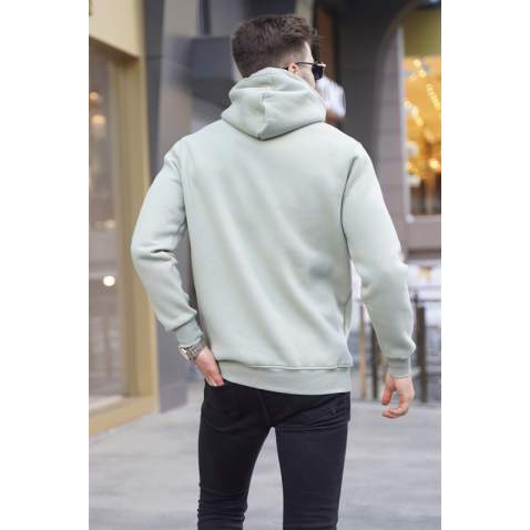 Mint Green Printed Hoodie Sweatshirt 6006 - Mint yeşili