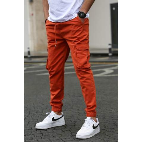 Men Tile Red Cargo Trousers 5447 - Kiremit