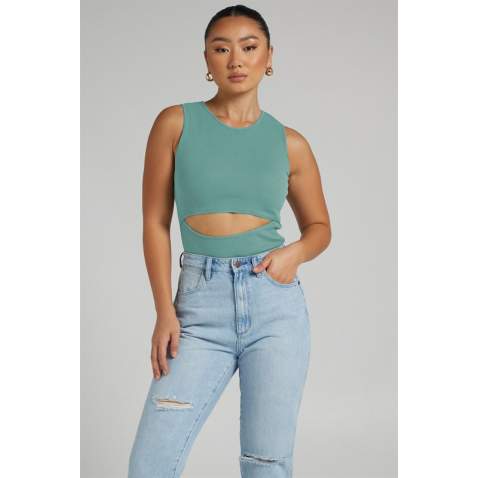 Mad Girls Mint Green Plain Bodysuit MG1448 - Mint yeşili