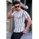 Madmext Men Striped White T-shirt 5266 - Beyaz