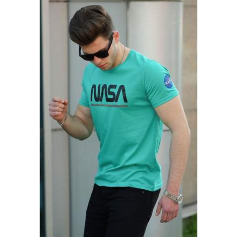 Madmext Green Printed T-shirt for Men 4526 - Yeşil