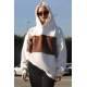 White Block Color Sweatshirt MG1544 - Beyaz