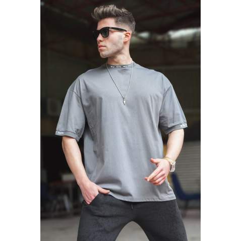 Madmext Men Oversize Smoke Gray T-Shirt 5803 - Füme