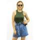 Mad Girls Mint Khaki Crop Top MG361 - Haki