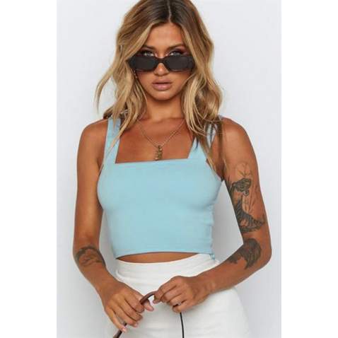 Mad Girls Baby Blue Crop Top MG1010 - Bebe mavisi