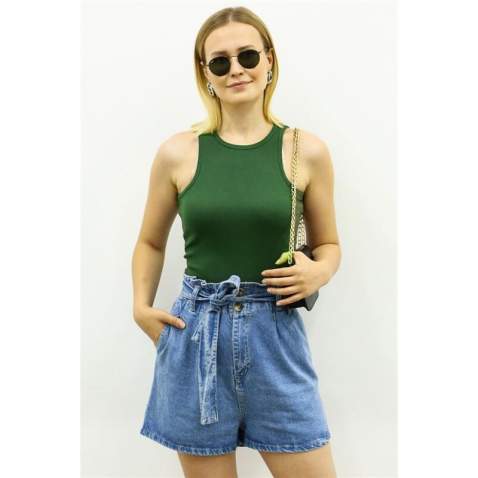 Mad Girls Green Crop Top MG361 - Yeşil