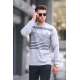 Gray Striped Knitwear Sweater 5961 - Gri