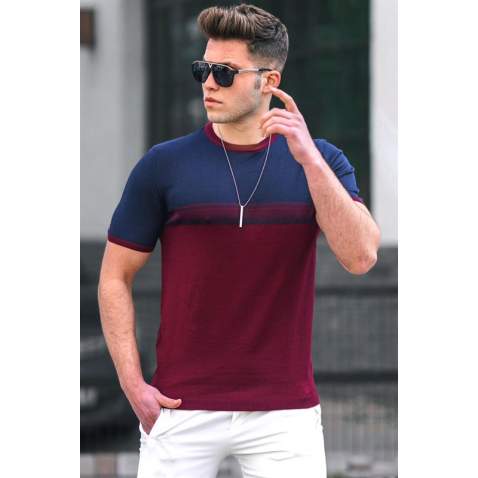 Madmext Men Navy Blue Knitwear T-shirt 5094 - Lacivert