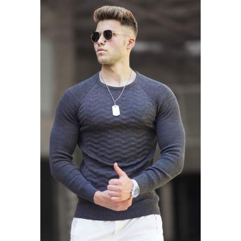 Madmext Men Anthracite Sweater 5187 - Antrasit