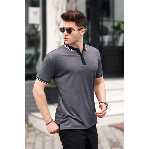 Men Black Basic Polo T-Shirt - Siyah