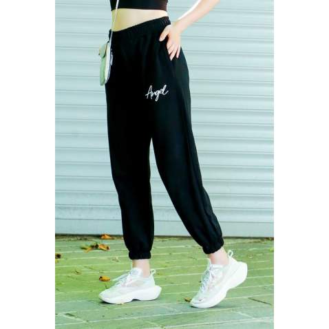 Mad Girls Black Printed Sweatpants MG311 - Siyah