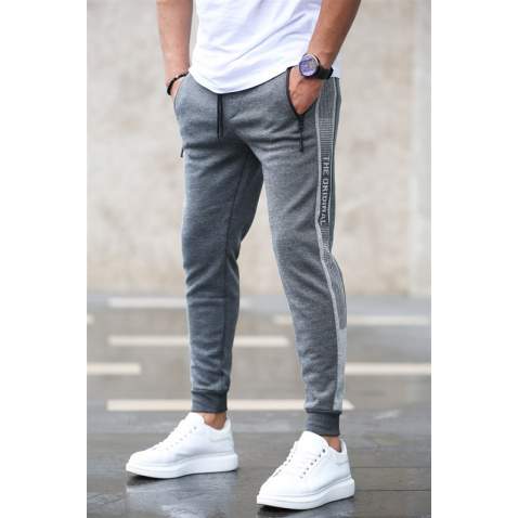 Madmext Dark Grey "The Original" Striped Sweatpants 4218 - Antrasit