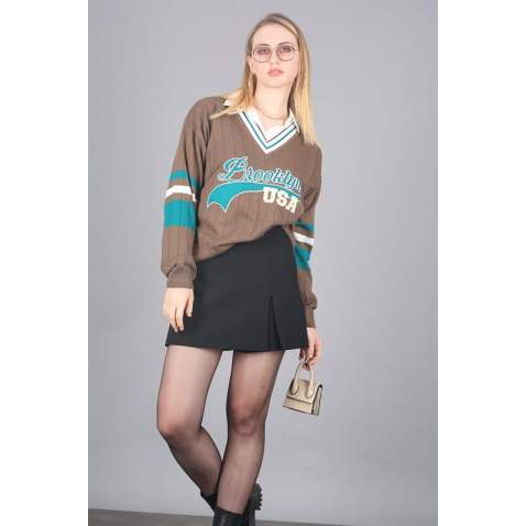 Mad Girls Brown Sweater MG1279 - Kahverengi