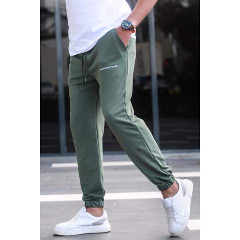 Madmext Men Khaki Printed Sweatpants 5617 - Haki