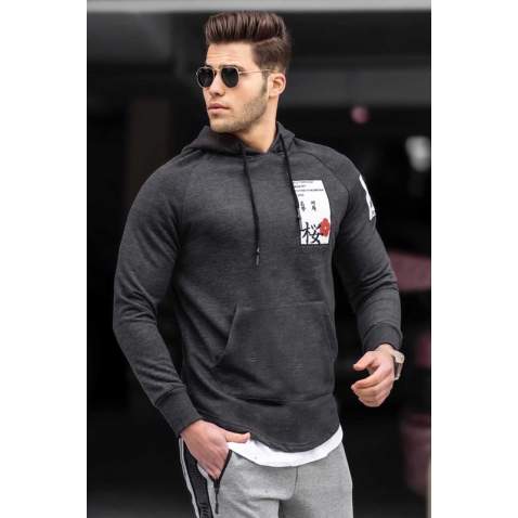 Madmext Men Anthracite Hoodie Sweatshirt 2241 - Antrasit