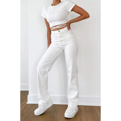 Mad Girls White Palazzo Jeans Mg1189 - Beyaz