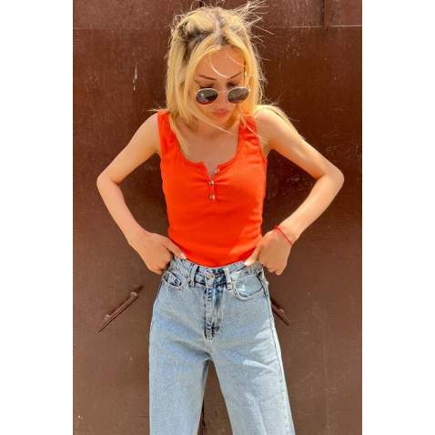 Women Orange Strappy Top - Turuncu