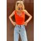 Women Orange Strappy Top - Turuncu