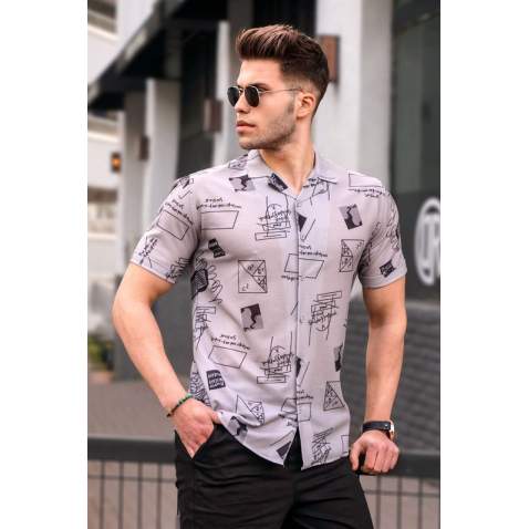 Madmext Men Gray Designed Shirt 5529 - Gri