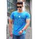 Madmext Blue Printed T-shirt for Men 2620 - Mavi