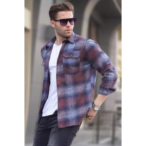 Brown Plaid Shirt 5527 - Kahverengi