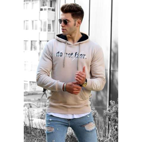 Madmext Cream Men's Hoodie 4771 - Bej