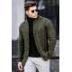 Madmext Men Knitted Khaki Cardigan 9053 - Haki