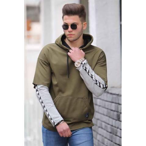 Madmext Basic Haki Kapşonlu Sweatshirt 2669 - Haki