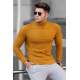 Madmext Mustard Patterned Turtleneck Jumper 4689 - Hardal