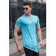 Madmext Blue Asymmetric T-shirt For Men 5665 - Mavi