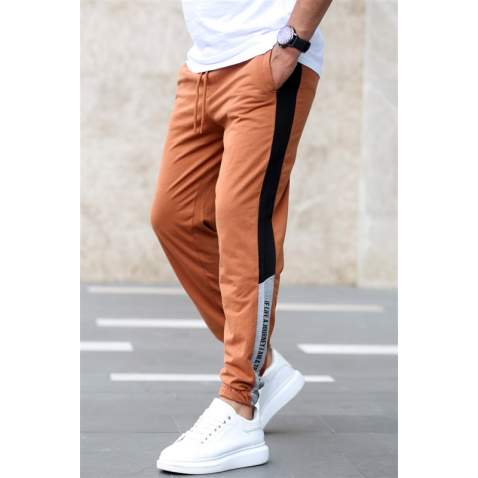 Madmext Camel Striped Sweatpants 2928 - Camel