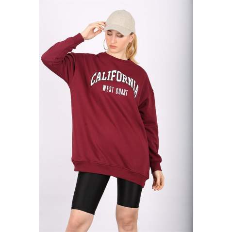 Mad Girls Maroon Sweatshirt Mg1242 - Bordo